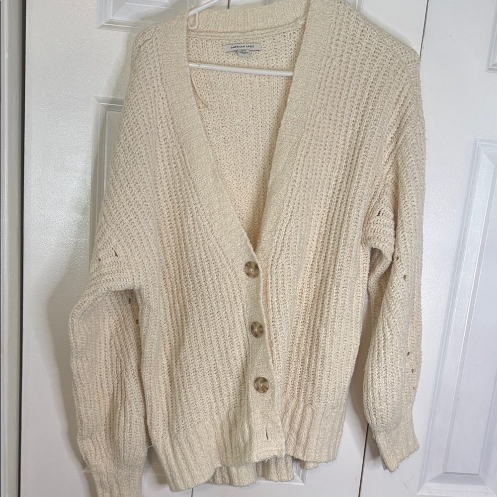 American Eagle Outfitters Cream Knit Cardigan